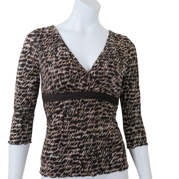 Vintage INC Sheer Stretch Mesh Brown Top Size S Empire 3/4 Sleeve - Picture 2 of 11